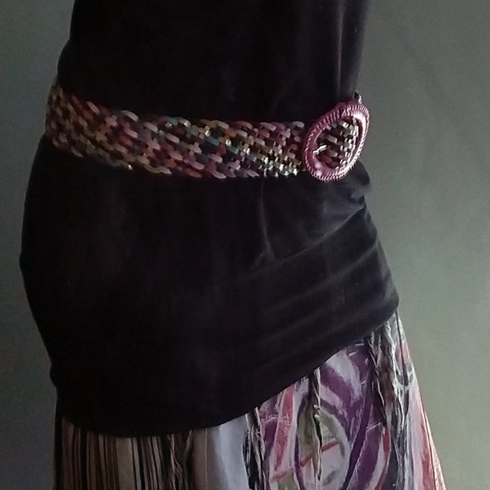 Vintage Leather Rainbow Braided Belt